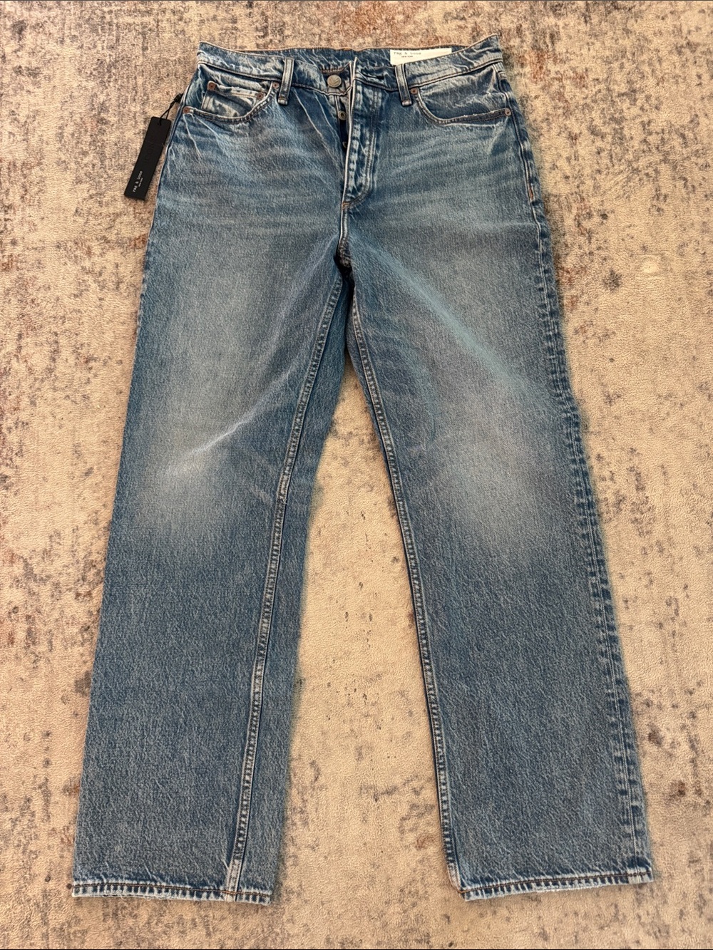 rag & bone Light Blue High-Rise Straight Jeans Alex